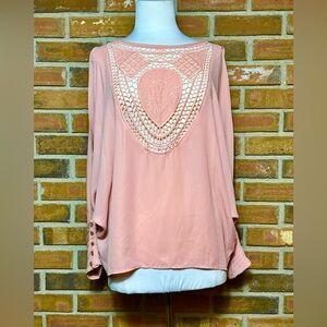 Fab’rik Large Pink Buttoned Dolman Slit Sleeve Blouse